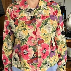Coldwater Creek Floral Jacket - Pink, Green, Yellow, Cream, Purple